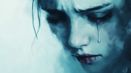 Fototapeta premium nice portrait painting of a sadness girl