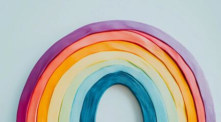 Obraz premium Hope's Arc: A Rainbow Arching Over a White Background as a Symbol of Promise