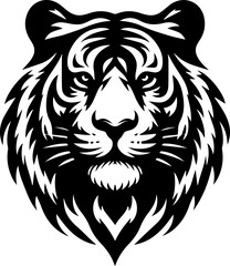 Fototapeta premium Silhouette of a Royal Bengal Tiger head vector art illustration with a white background 