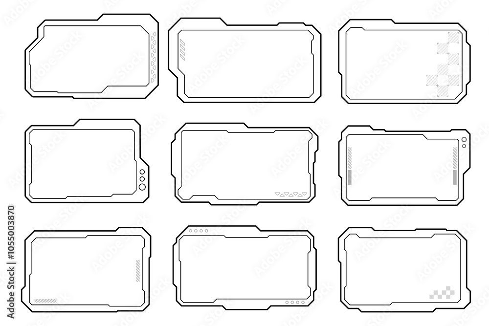Poster hud frames user interface elements design modern technology futuristic control panel screen.