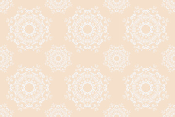 Damask Fabric Native Traditional Pattern Dressfolk Embroidery, Aztec Ornament Print. Design for Carpet, Wallpaper, Clothing, Wrapping, Fabric