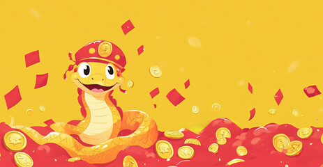 Obraz premium Lunar New Year Illustration with Zodiac Snake