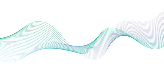 Abstract blue smooth wave on a white background. Dynamic sound wave. Design element. Vector illustration.