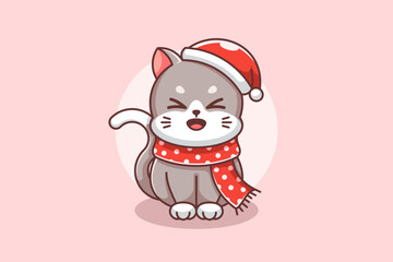 Cute cats with a scarf for Christmas and winter