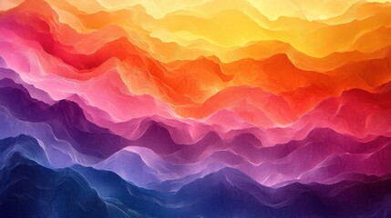 Vibrant abstract landscape with flowing colors reminiscent of a sunset over rolling hills