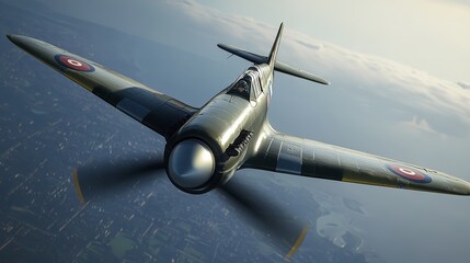 WW2 airplane in middle flight