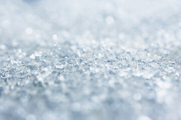 Obraz premium close-up of ice and frost in freezer tray with cold blue tones