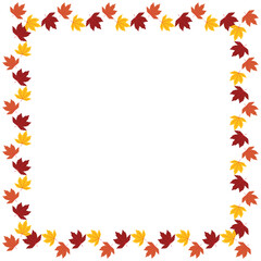Vector illustration of colorful maple leaves frame border on transparent background