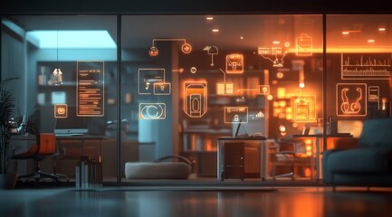 Futuristic Office with Interactive Display