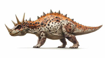 Fototapeta premium Carnotaurus Illustrated Realistically on White: A Fierce Prehistoric Predator Revived