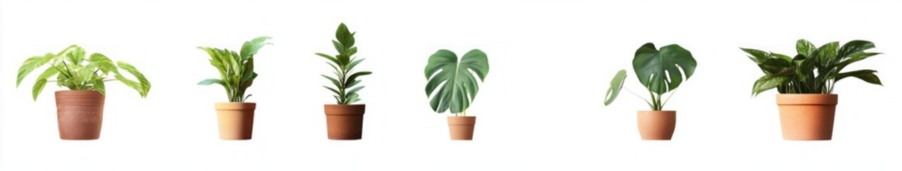Fototapeta premium Collection of Houseplants in Pots