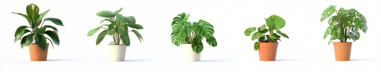 Obraz premium Four Stunning Houseplants in Pots