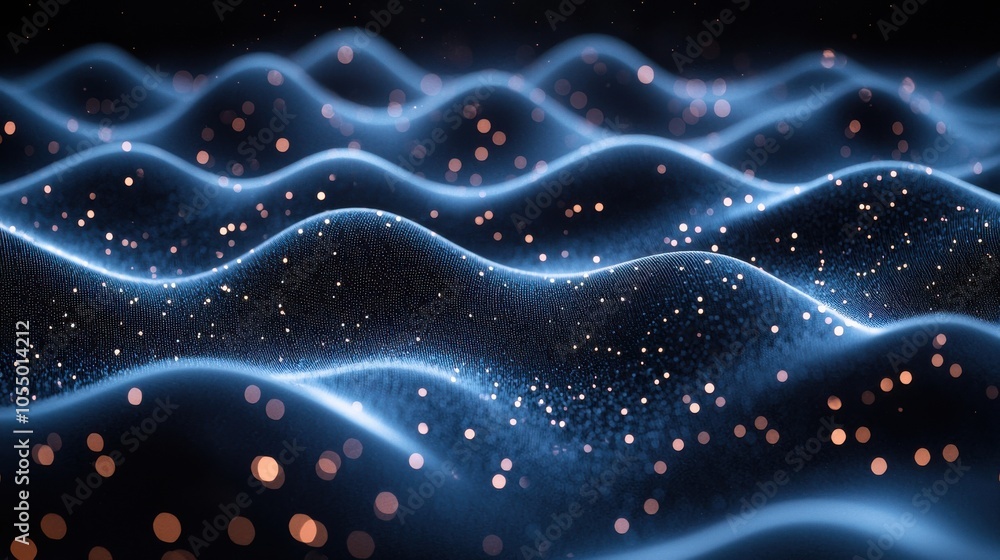 Poster abstract waves of light and particles create a mesmerizing visual experience in a dark setting
