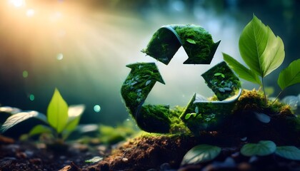 A green recycling symbol, representing sustainability and eco-friendly practices.
