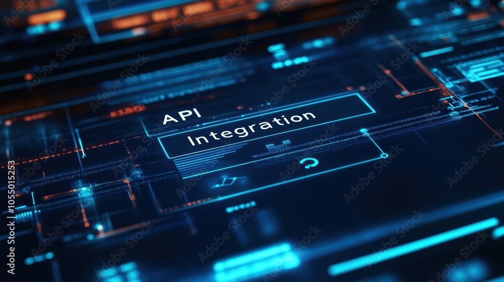 Poster closeup of api integration on a tablet showcasing connectivity and technology features