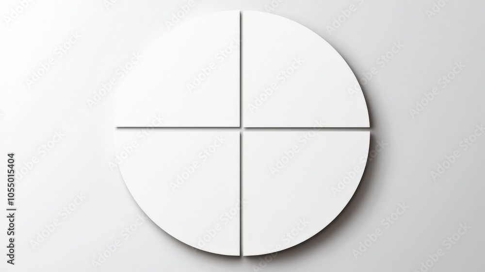 Poster a minimalistic circular design divided into four equal sections, featuring a plain white surface and