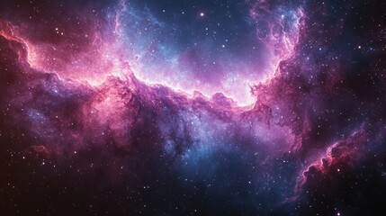 Obraz premium Cosmic Nebula with Pink and Blue Clouds and Scattered Stars