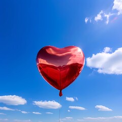 Fototapeta premium heart shaped red balloon in the sky