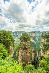 Majestic Mountain Peaks and Dense Forests in Zhangjiajie Scenic Area, Hunan, China