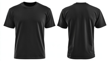 A plain black t-shirt displayed from the front and back, showcasing its simple design and versatile style.