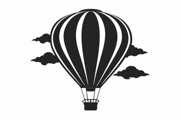 Obraz premium Hot Air Balloon Silhouette Vector in the Sky