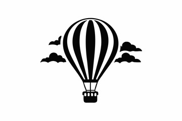 Hot Air Balloon Silhouette Vector in the Sky