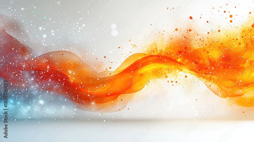 Poster a vibrant swirl of orange and blue colors merging to create a stunning abstract effect in a serene a