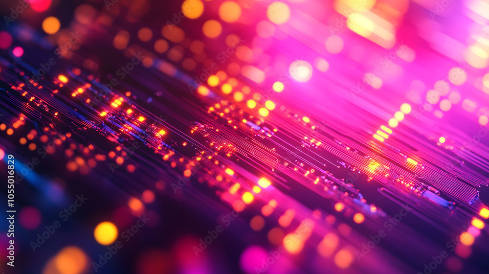 Poster a vibrant abstract background featuring dynamic motion blur, glowing lines, and colorful waves that 