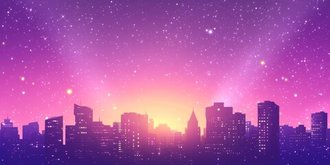 Naklejka premium Cityscape at Dusk with Stars