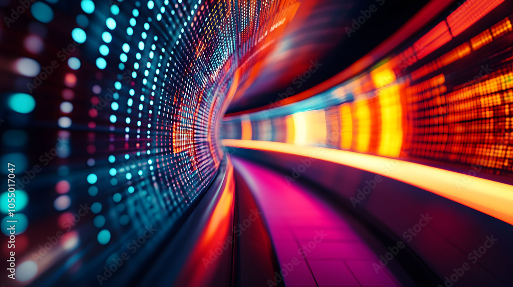 Poster a vibrant abstract background featuring dynamic motion blur, glowing lines, and colorful waves that 