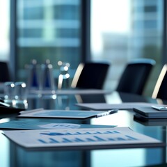 Naklejka premium Office workspace with charts on a table