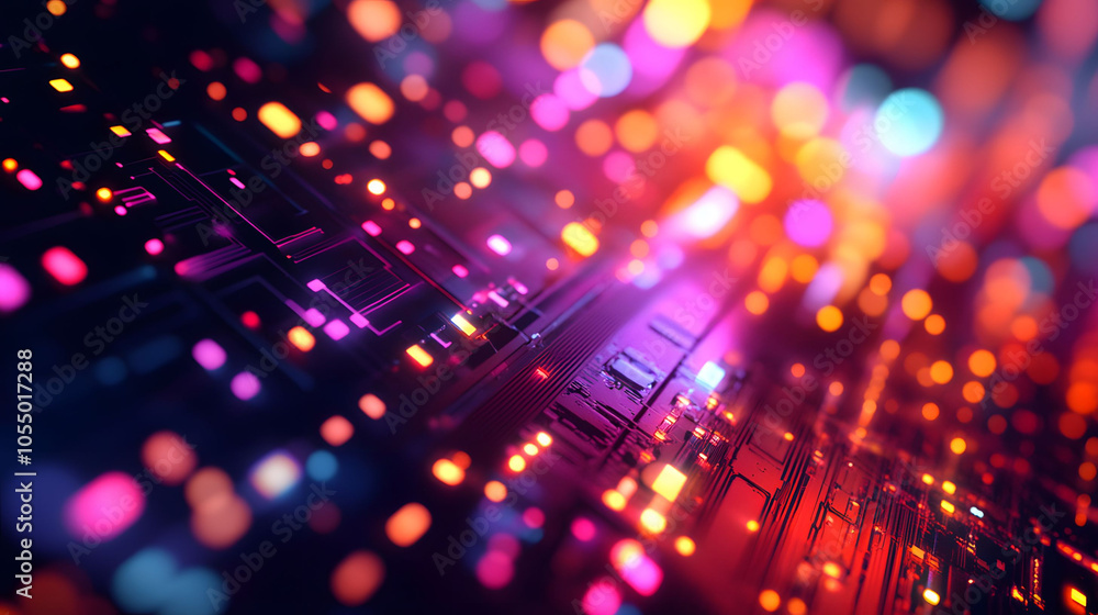 Poster a vibrant abstract background featuring dynamic motion blur, glowing lines, and colorful waves that 