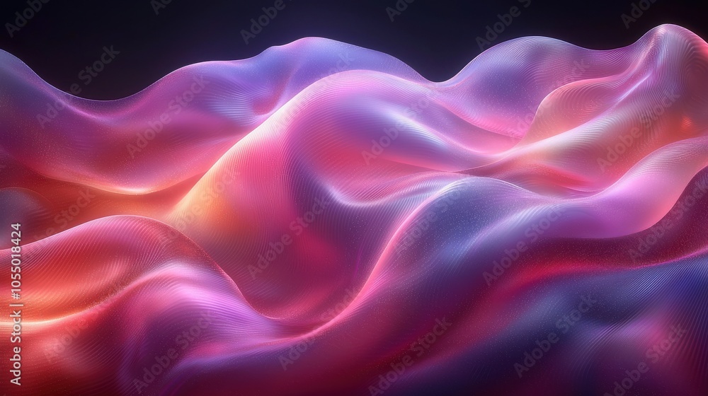 Poster colorful abstract waves create a visually stunning landscape of flowing shapes and textures, evoking