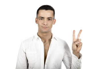 Young attractive student posing in studio.