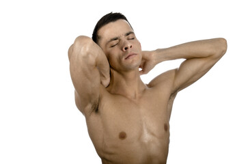 Headache and migraine. Young attractive man.