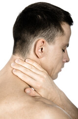 Fototapeta premium Headache and migraine. Young attractive man.