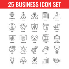 Business Black Line Icon - 25 Business Outline Icon Set.