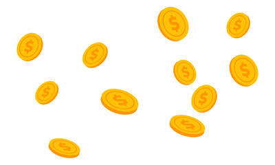 Illustration of money and gold sticker This fascinating illustration shows bright gold coins on white