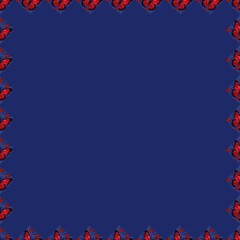 Red butterfly pattern illustration with blue background