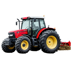 High-Quality Agricultural Tractor Image on Transparent Background for Versatile Use in Agricultural Marketing and Promotion