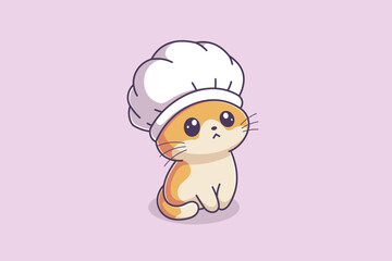 Cute kitten wearing chef hat