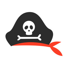 Black pirate hat with skull and crossbones showing threat