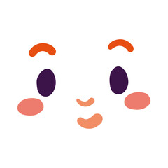 Hand drawn kawaii face illustration on white background