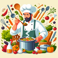 chef with a pan