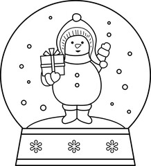 Christmas Snow globe coloring page outline vector.
Christmas snowball coloring drawing svg.
