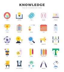 Collection of Knowledge 25 Flat Icons Pack.