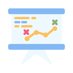 line chart graph board flat style