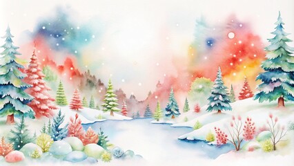 Naklejka premium Christmas Tree with Ornaments and Snowflakes, Whimsical Winter Illustration