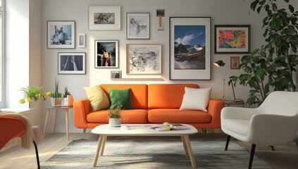 Stylish Living Room with Gallery Wall