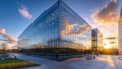 Obraz premium Modern Business Center at Sunset